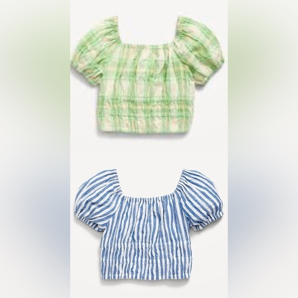 Old Navy Other - Old Navy Gap Smocked Crop Top Shirt Puff Short Sleeves Girls XL 14/16